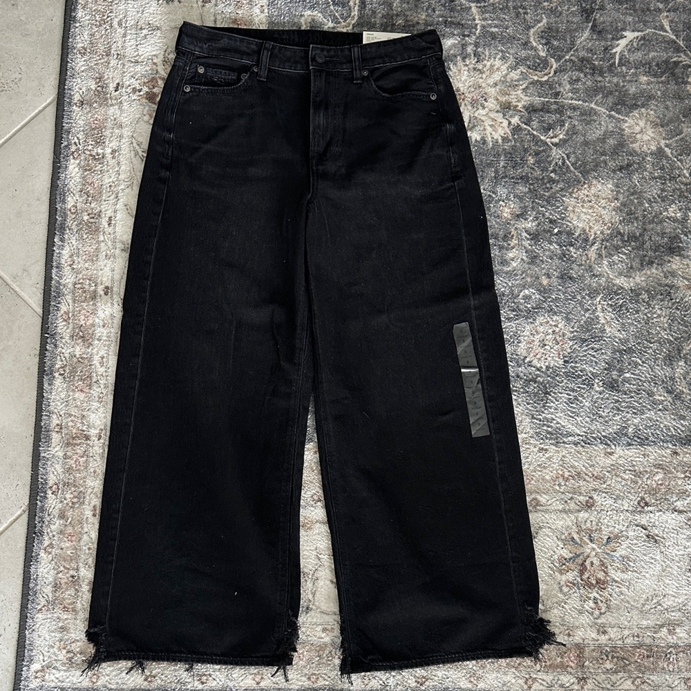 American Eagle Outfitters Super High-Rise Baggy Wide Leg Ankle Washed Black Jean